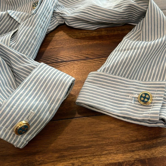 Marc by Marc Jacobs blue white striped cotton jacket size 2 sailor style preppy - Picture 15 of 17